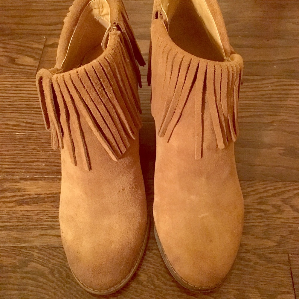 Lucky Brand Suede Leather Wedge Booties Sz 7.5